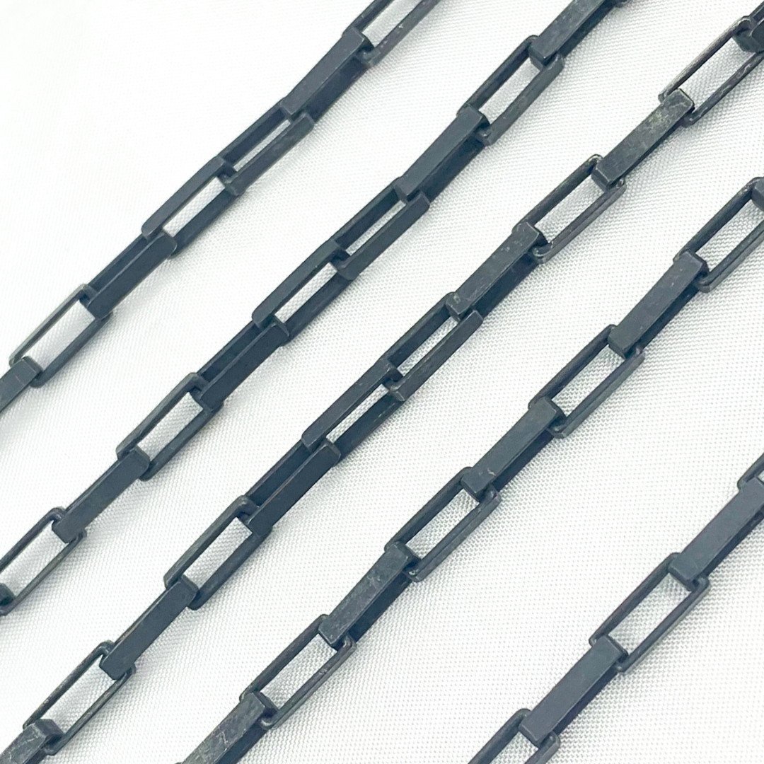 X31BRM. Black Rhodium Matt Sterling Silver Box Link Chain