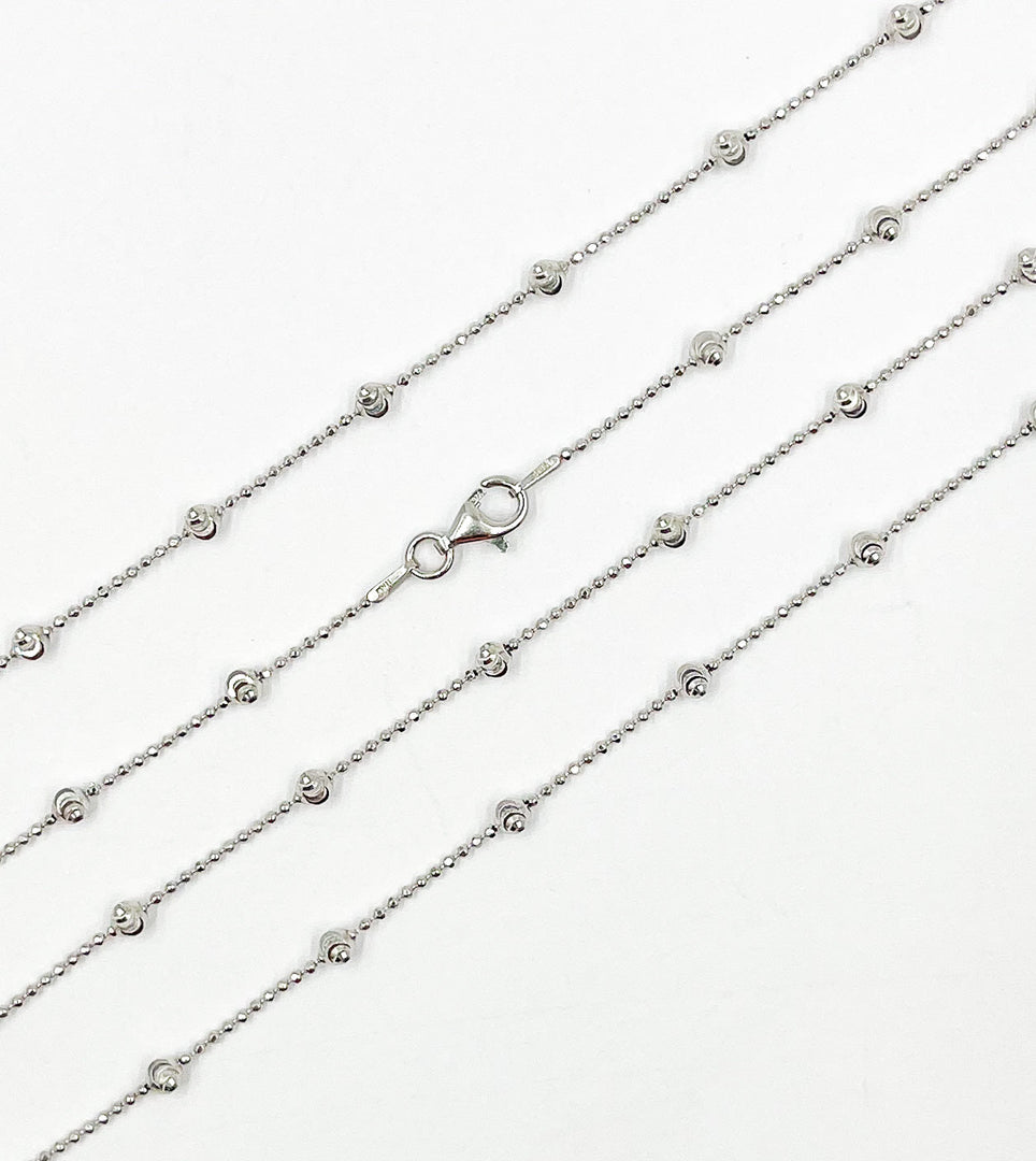 120KPLP3SS. Sterling Silver Satellite Necklace