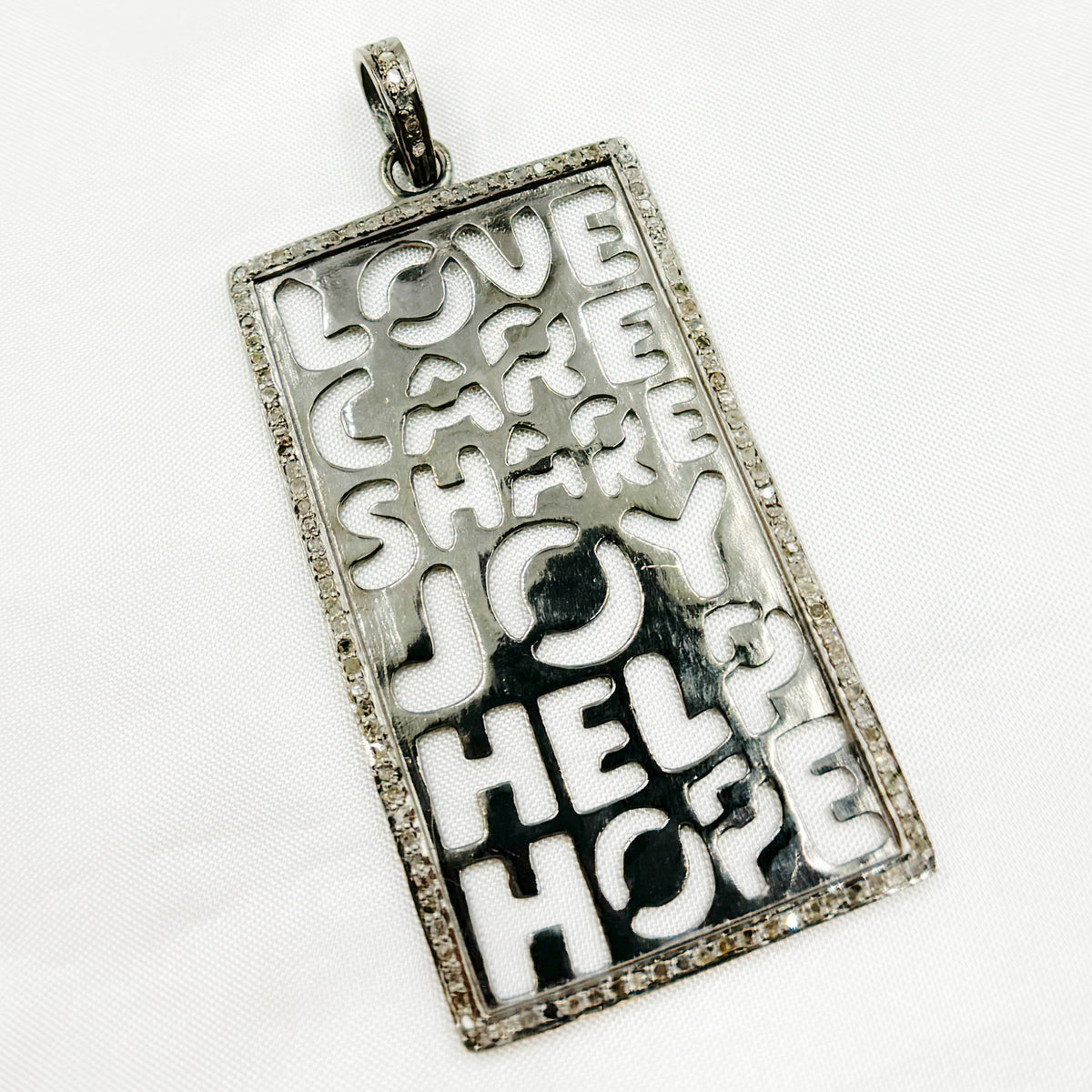 DP150. Diamond Sterling Silver Rectangle Pendant