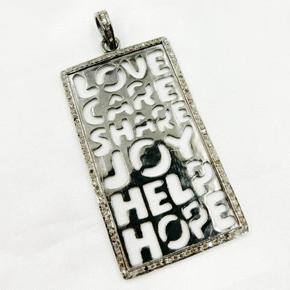 DP150. Diamond Sterling Silver Rectangle Pendant