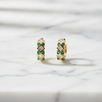 Load image into Gallery viewer, EHD57674EM. 18K Solid Gold Diamond and Emerald Earrings