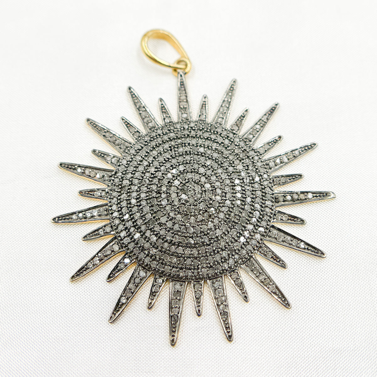 DP063. Diamond Sterling Silver Sun Pendant