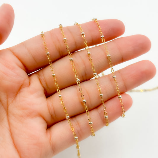 1486TT. Gold Filled with Sterling Silver Bead Satellite Chain