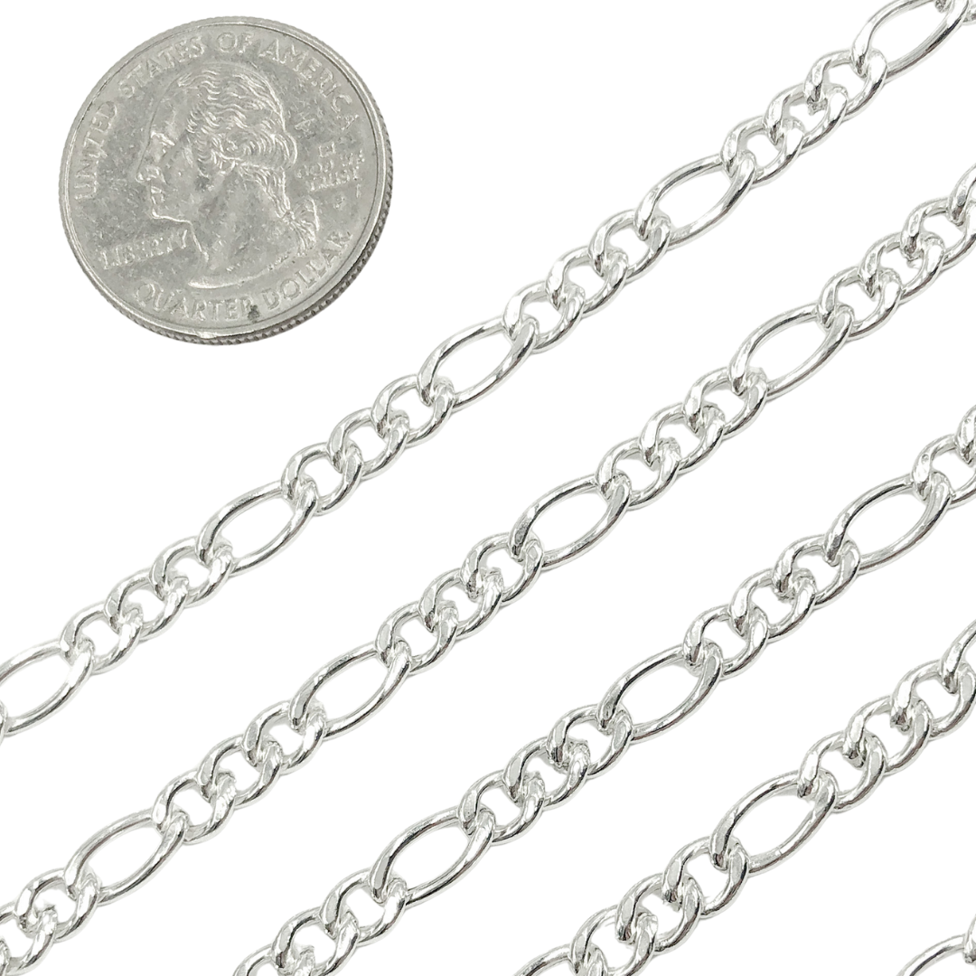 925 Sterling Silver Figaro 10x5mm & 7x5mm Chain. Y61SS