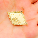 Load image into Gallery viewer, 14K Solid Gold with Diamonds Eye Shape Charm. GDP109
