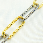 Load image into Gallery viewer, 925 Sterling Silver Gold Plated &amp; Black Rhodium Diamond Cut Paperclip Chain. V9GB
