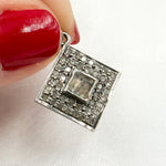 Load image into Gallery viewer, DC935. Diamond Sterling Silver Square Charm with Gemstone
