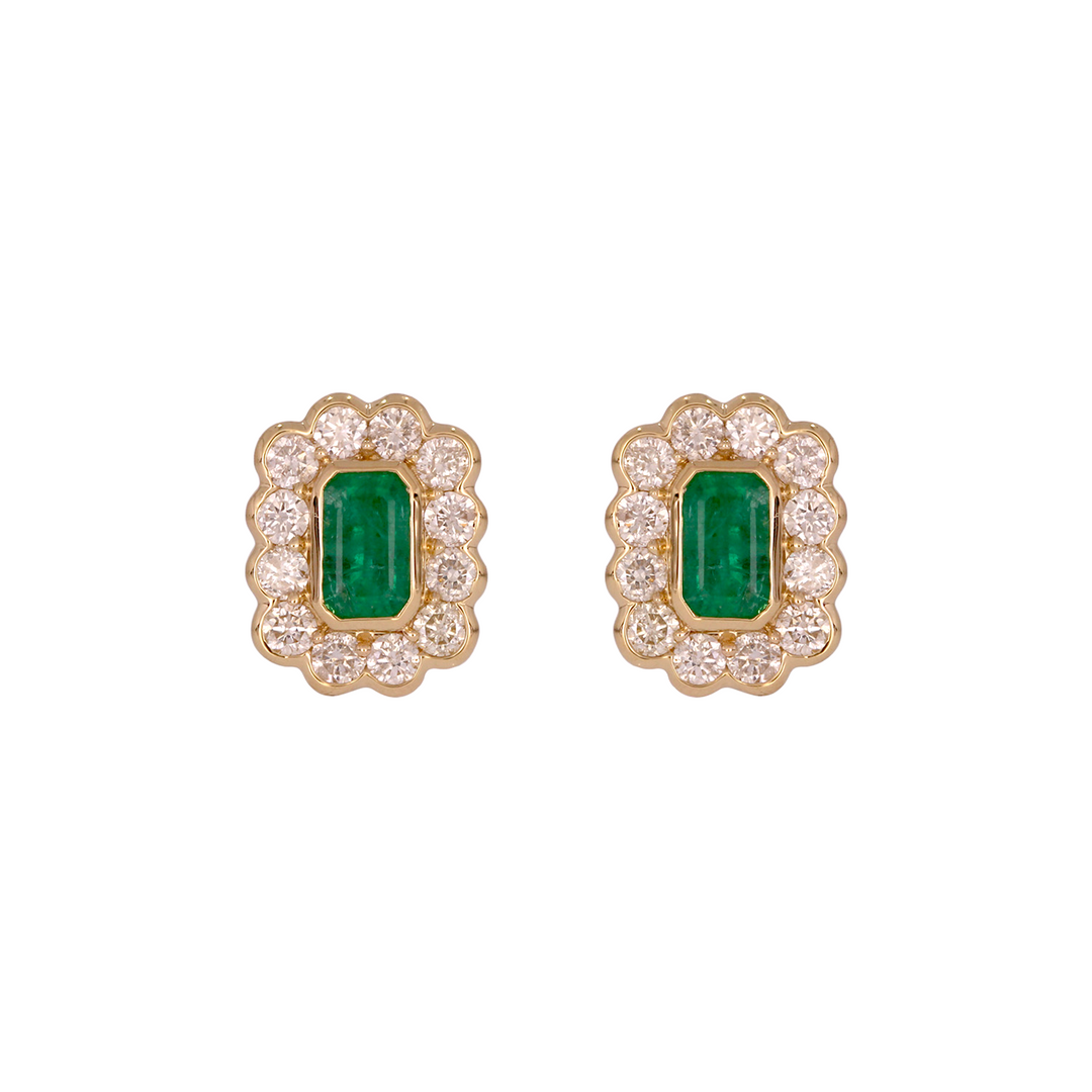 EFI54128. 14k Solid Gold Diamond and Gemstone Studs Earrings