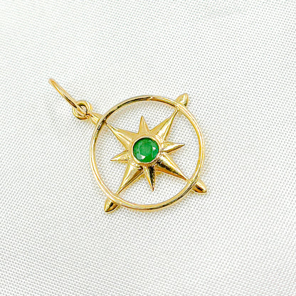 GDP280. 14K Solid Gold Gemstone Star Charm
