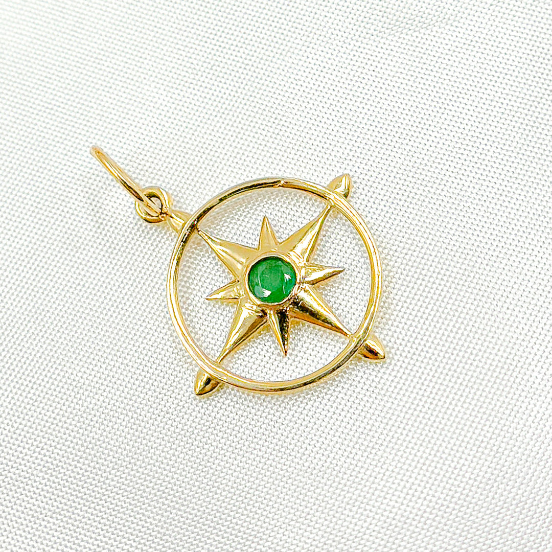 GDP280. 14K Solid Gold Gemstone Star Charm