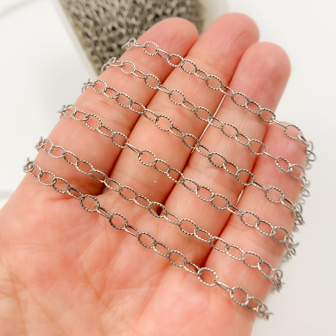2207AOX. Oxidized Sterling Silver Twisted Cable Oval Link Chain