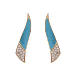 Load image into Gallery viewer, DER03375TQ. 14K Solid Gold Diamond and Turquoise Fancy Stud Earrings