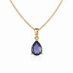 Load image into Gallery viewer, CMZ00363BS. 14K Solid Gold Drop-Shaped Blue Sapphire Charm
