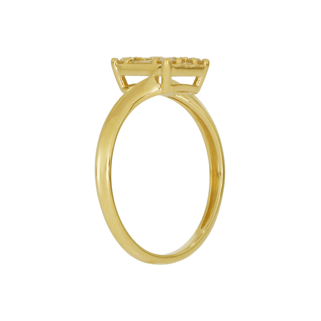 DRN00317. 14k Solid Gold Square Diamond Ring