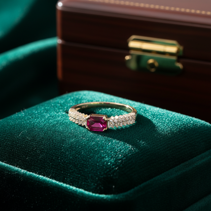 RN421923. 14K Solid Gold Diamond and Gemstone Ring