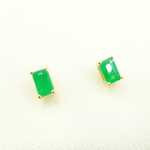 Load image into Gallery viewer, ESI59090EM. 14k Solid Yellow Gold Emerald Studs

