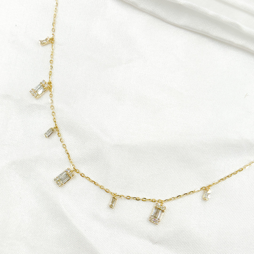 14K Solid Gold Diamond Dangle Necklace. NT401824