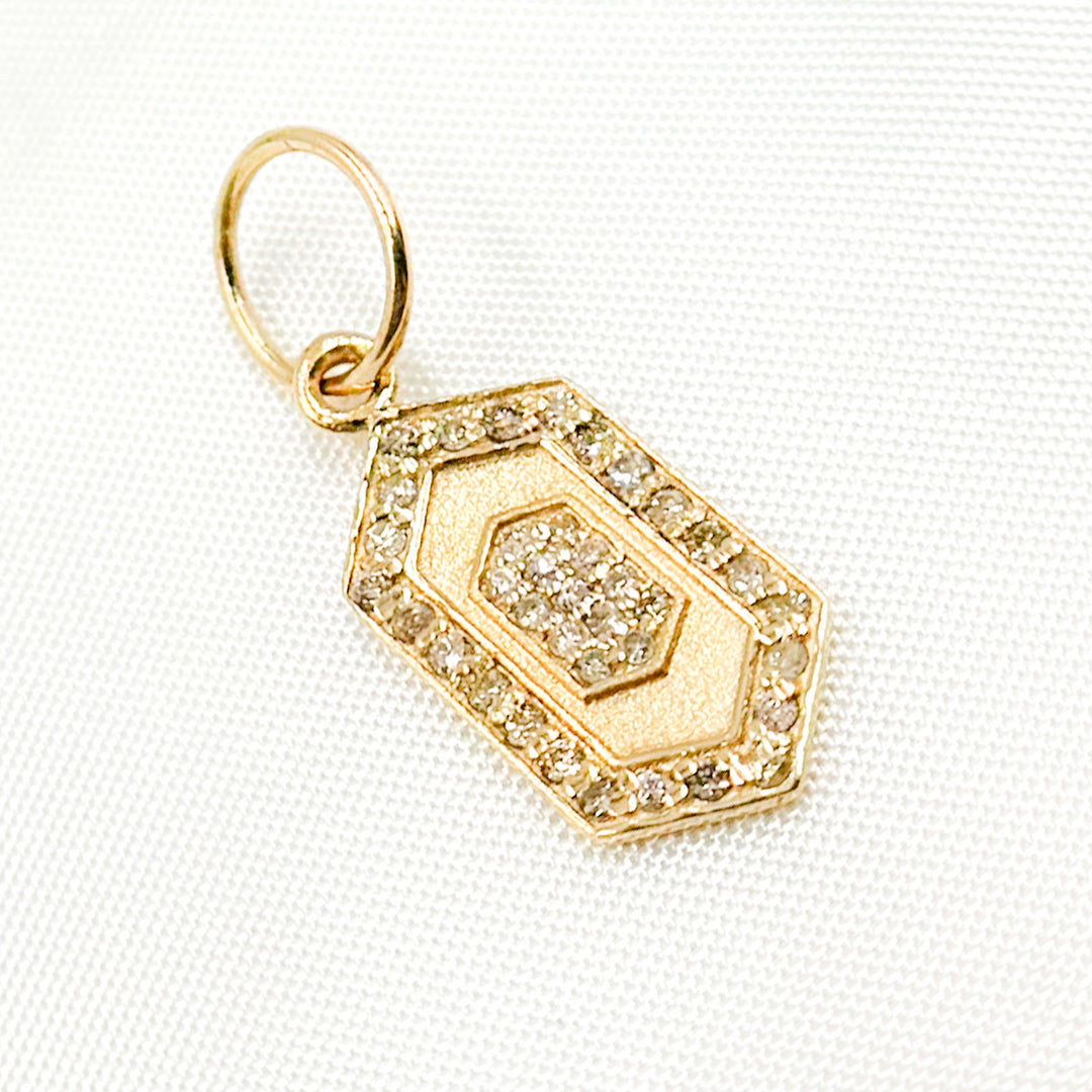 GDP120. 14K Solid Gold Diamond Hexagon Charm