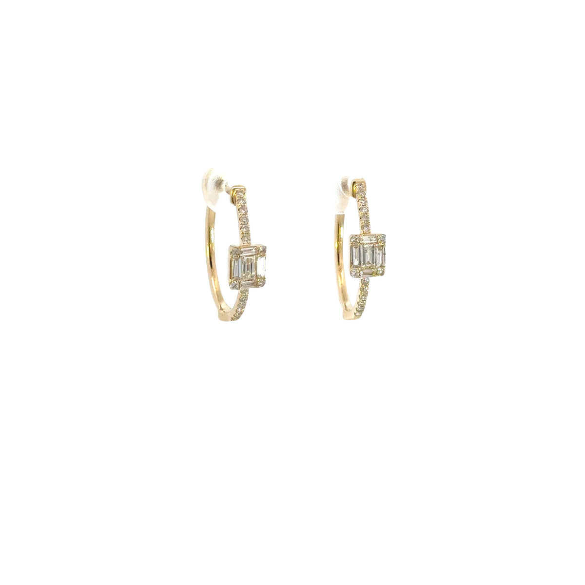 EHG57036. 14k Solid Gold Diamond Baguette Oval Hoops