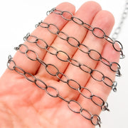 Black Rhodium Sterling Silver Oval Link Chain
