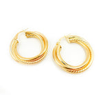 Load image into Gallery viewer, 15850019628. 14K Solid Gold Fancy Twist Double Hollow Hoop Earrings
