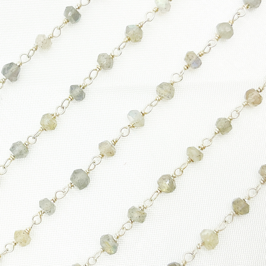 LAB105. Labradorite 925 Sterling Silver Wire Chain