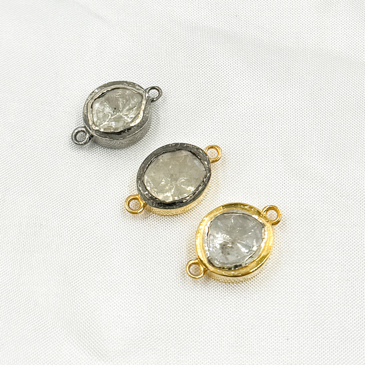 DC940A. Polki Diamond & Sterling Silver Small Connector
