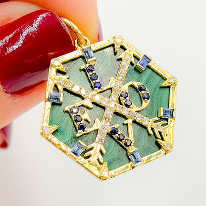 KG287. 14K Solid Gold Hexagon Love Pendant