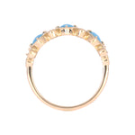 Load image into Gallery viewer, CR97068TQ4. 14K Solid Yellow Gold Diamond and Turquoise Band Ring