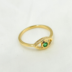 Load image into Gallery viewer, 14k Solid Gold Diamond and Emerald Eye Ring. CR96334EM3
