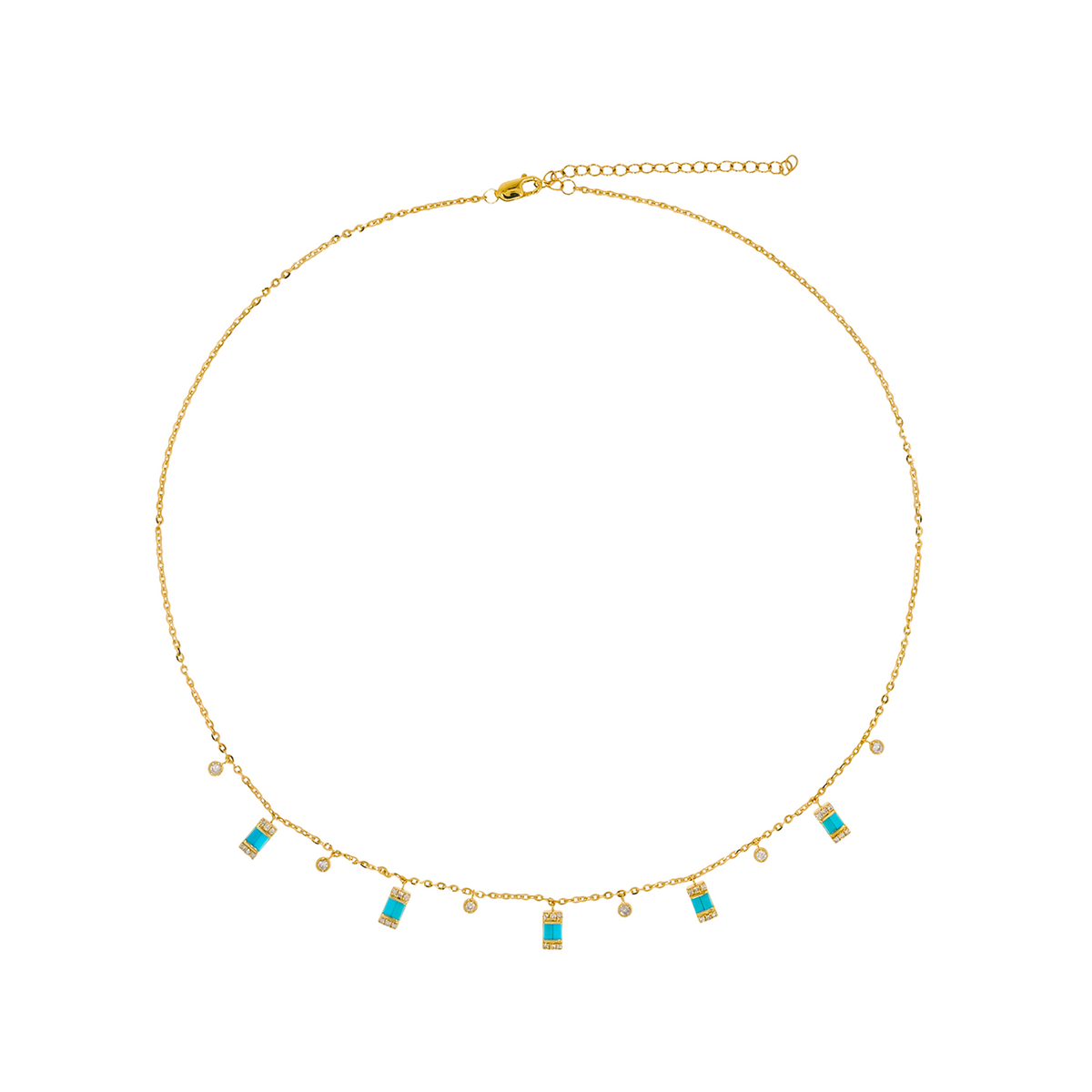 CN96316. 14K Solid Gold Gemstone and Diamond Dangle Necklace