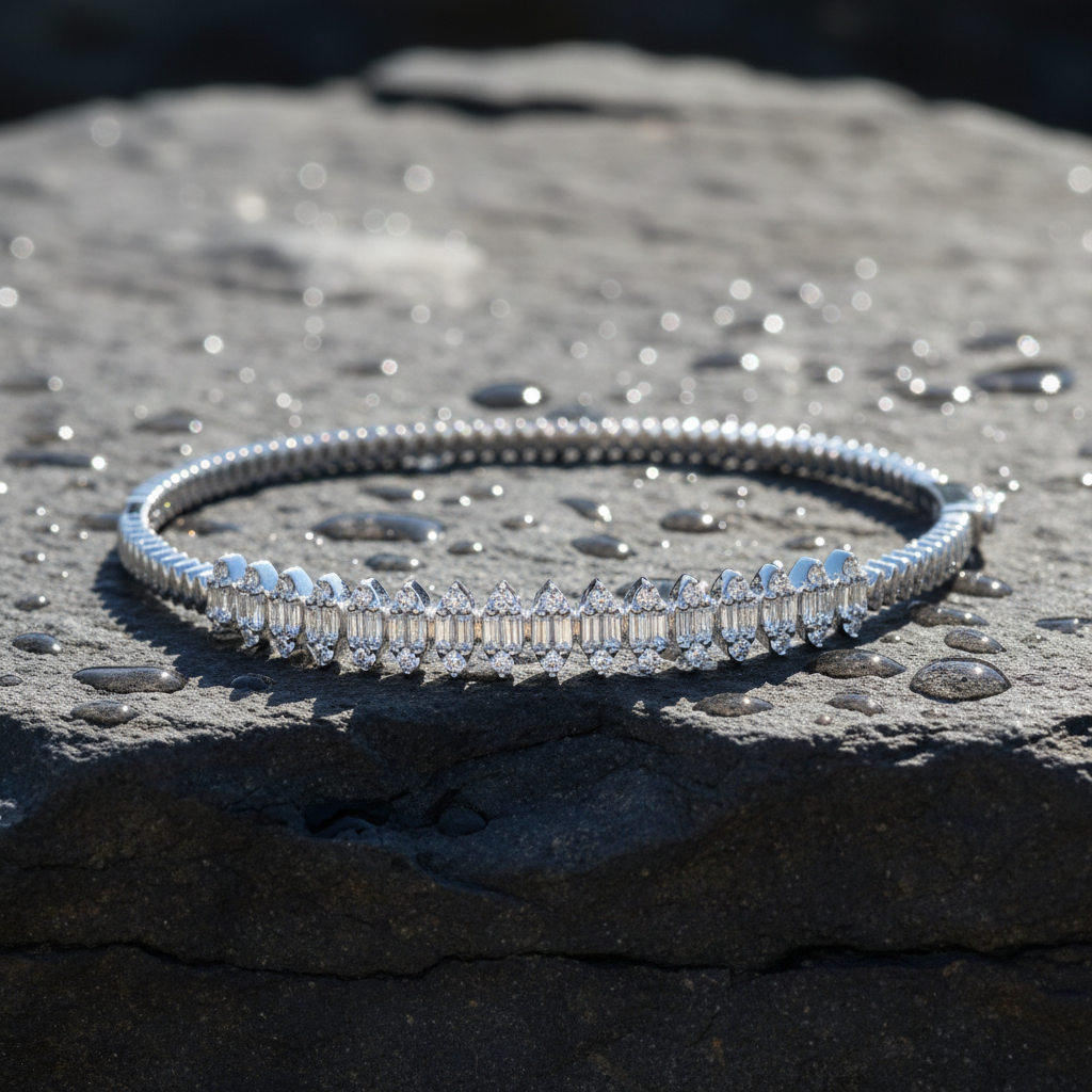 DBG00294. 14K Solid Gold Diamond Bangle
