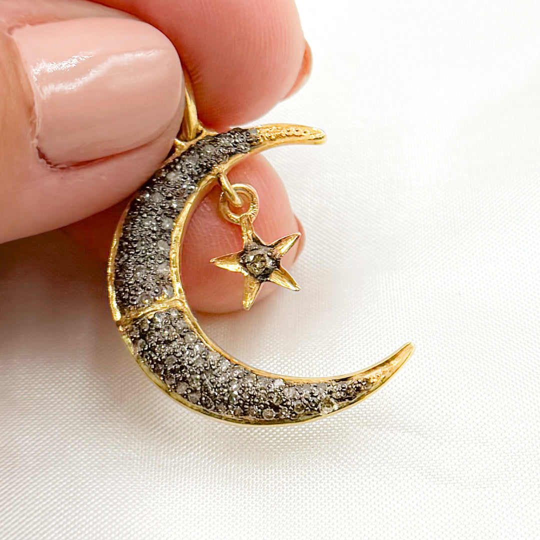 DP831. Diamond Sterling Silver Moon & Star Pendant