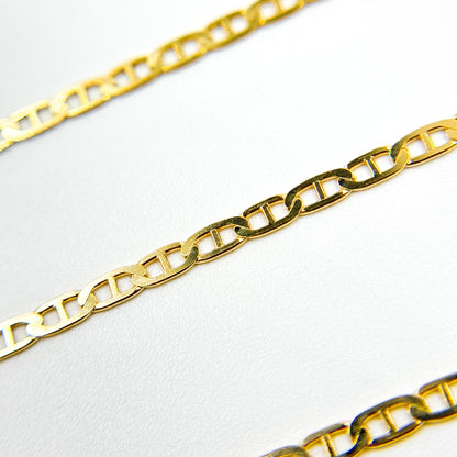 040FLP1BBT2byFt. 14k Solid Gold Flat Marina Link Chain