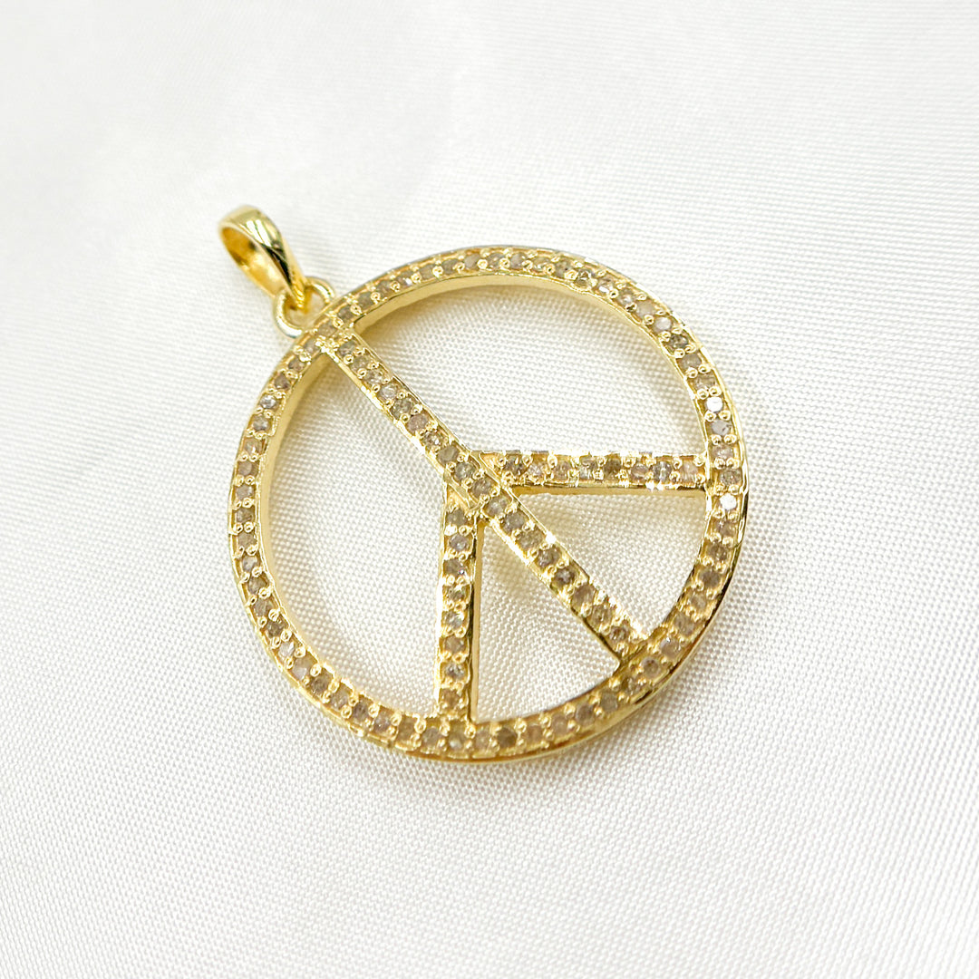 DP098. Diamond Sterling Silver Round Peace Pendant