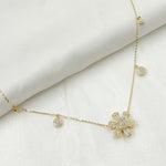 Load image into Gallery viewer, 14K Solid Gold Diamond Dangle Flower Necklace. NT404137
