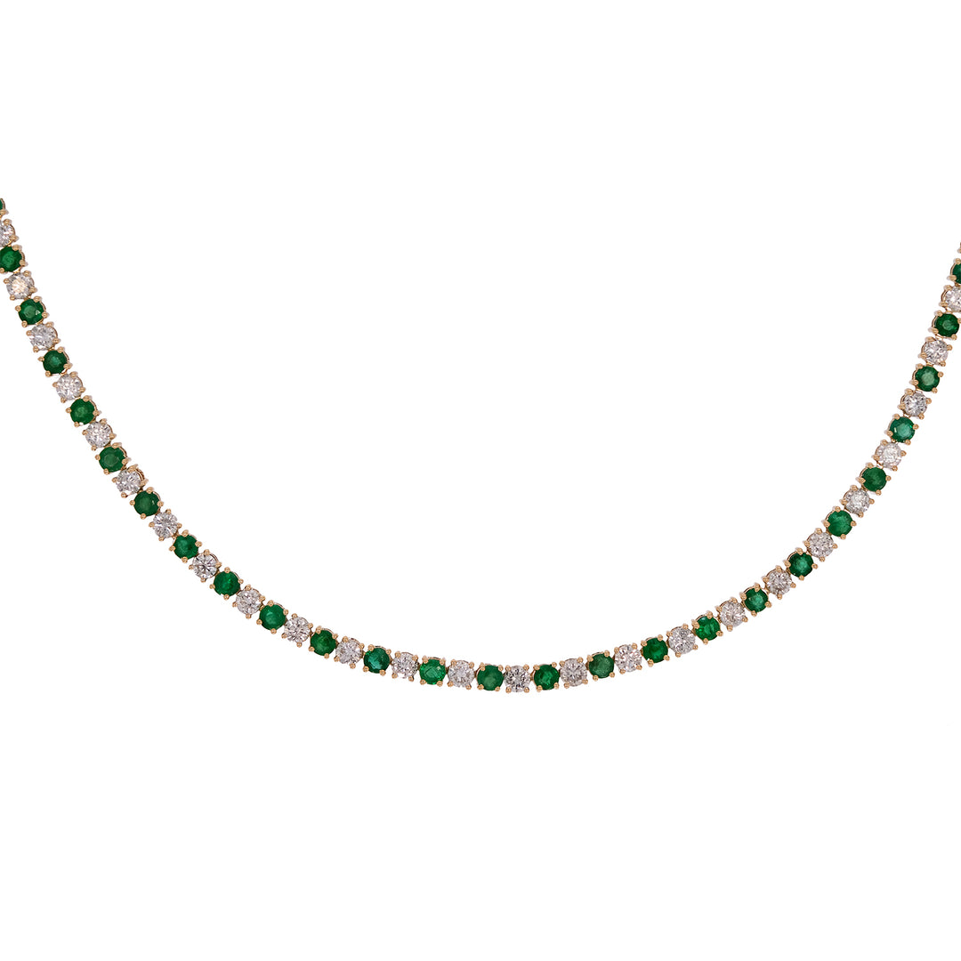 NFQ72599. 14K Solid Gold Diamond and Gemstone Fancy Necklace