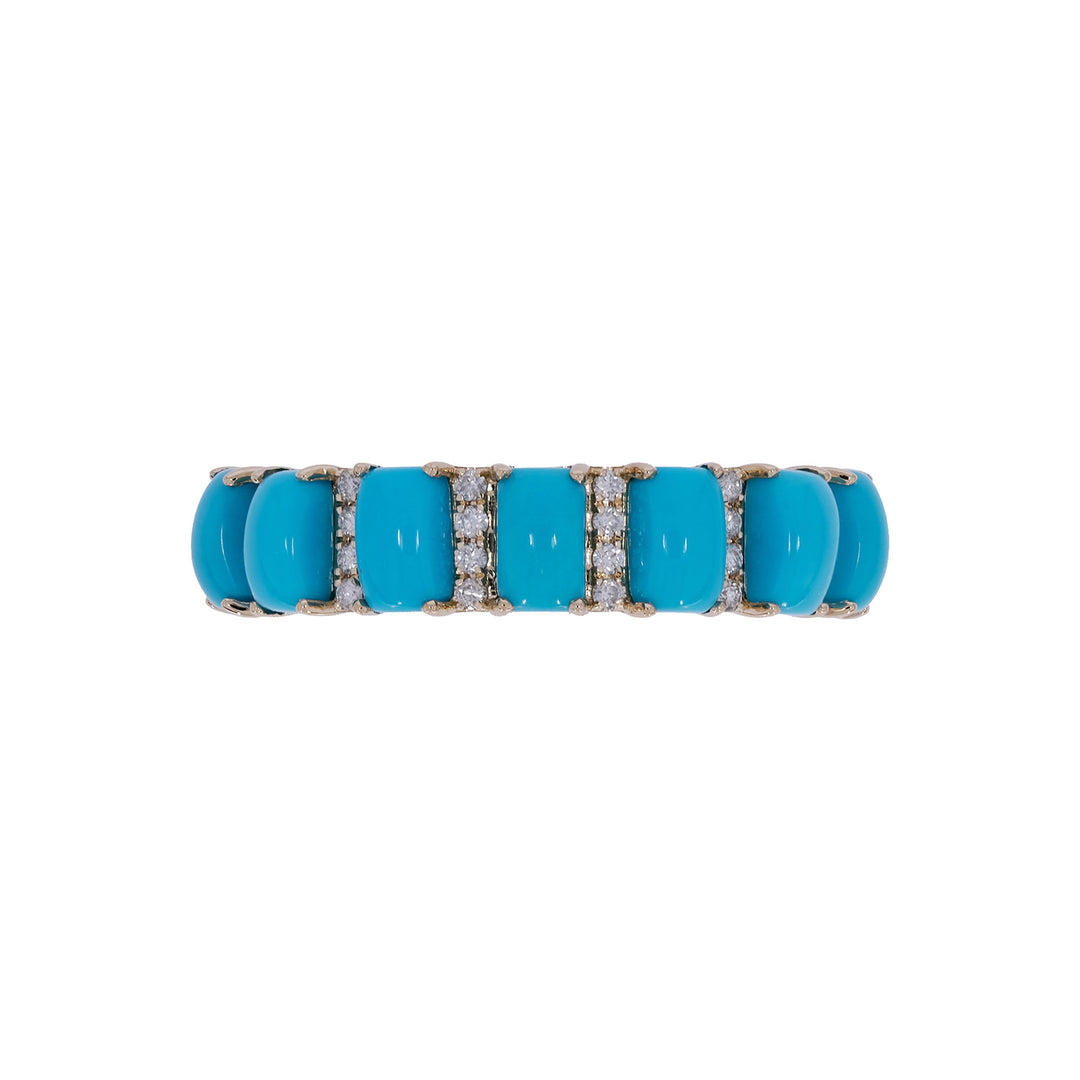 CR97262TQ5X3. 18K Solid Gold Diamond & Turquoise Ring