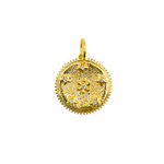 Load image into Gallery viewer, 14K Solid Gold with Diamonds Circle Shape with Flowers &amp; Stars Charm. KG26
