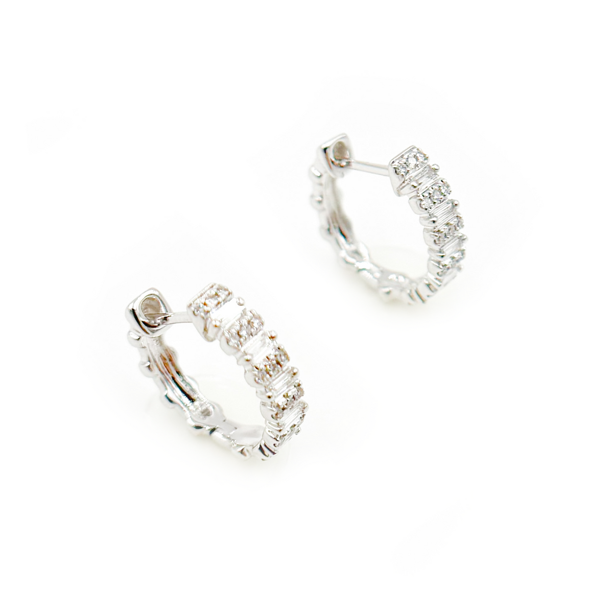 14k Diamond Huggie Earrings