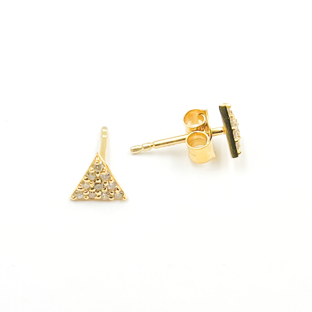 14K Solid Gold and Diamonds Ray Earrings. GDT15