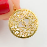 Load image into Gallery viewer, Shop Now 14K Gold Round Evil Eye Pendant
