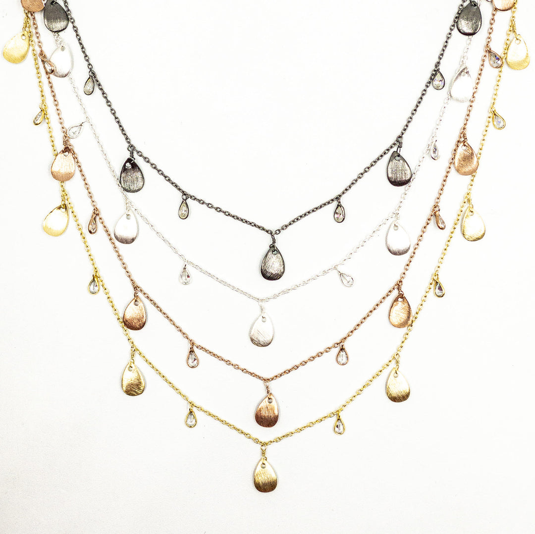 CZ48. CZ Pear Shape & Pear Curved Shape Alternate Dangle Wire Chain