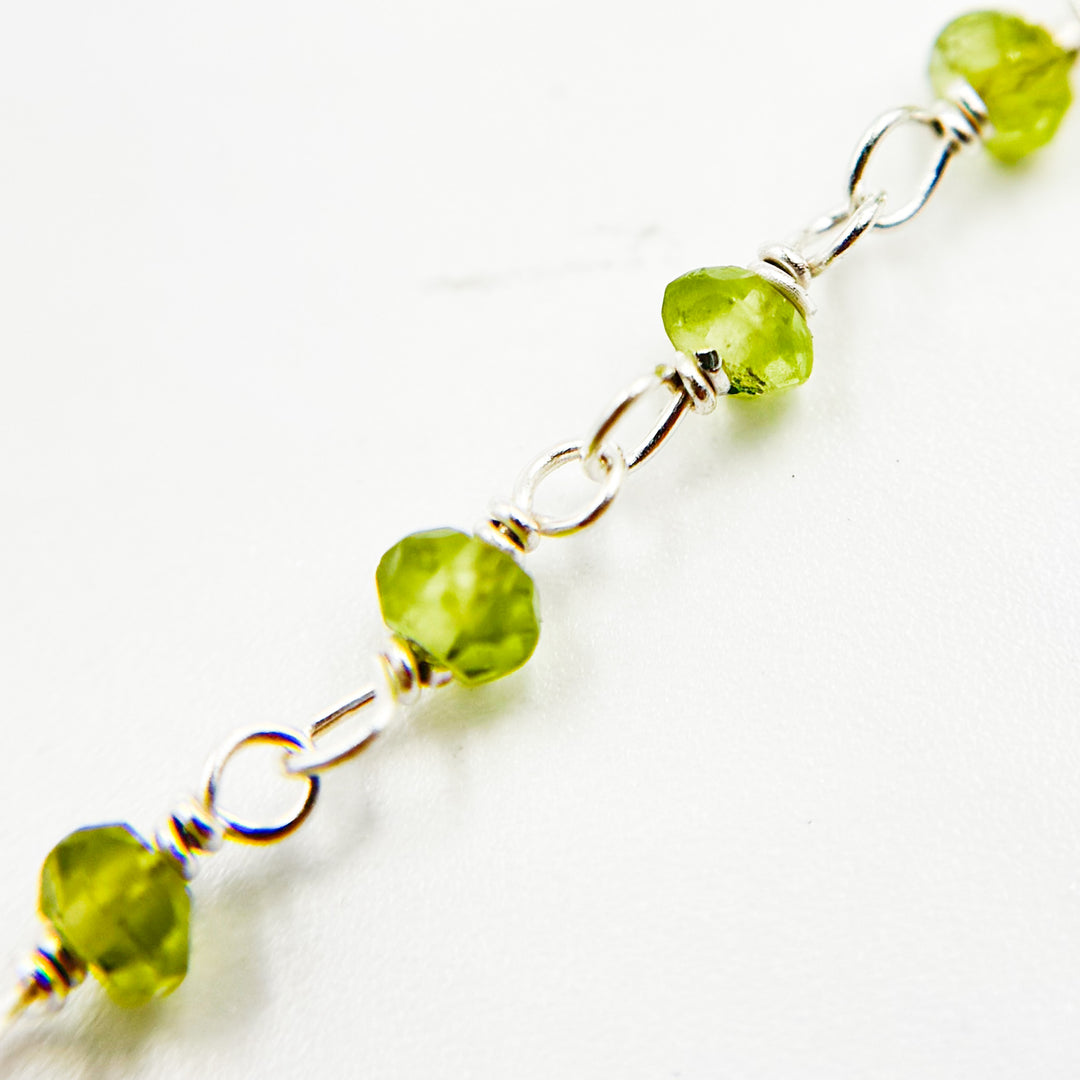 PER6. Peridot Gemstone Sterling Silver Wire Chain
