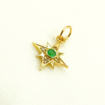 Load image into Gallery viewer, 14K Solid Gold Diamond &amp; Emerald Star Charm. GDP274
