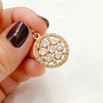 Load image into Gallery viewer, DSP070. Diamond Sterling Silver Round Flower Pendant with Gemstone
