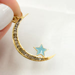 Load image into Gallery viewer, DP498A. Diamond Sterling Silver Moon and Star Enamel Pendant
