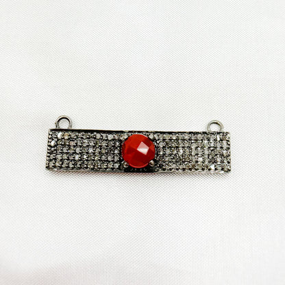 DC10. Silver Diamond and Gemstone Rectangle Connector