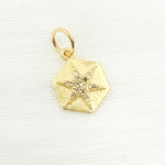 Load image into Gallery viewer, 14K Solid Gold Diamond Hexagon Charm with Star in the Center. GDP426
