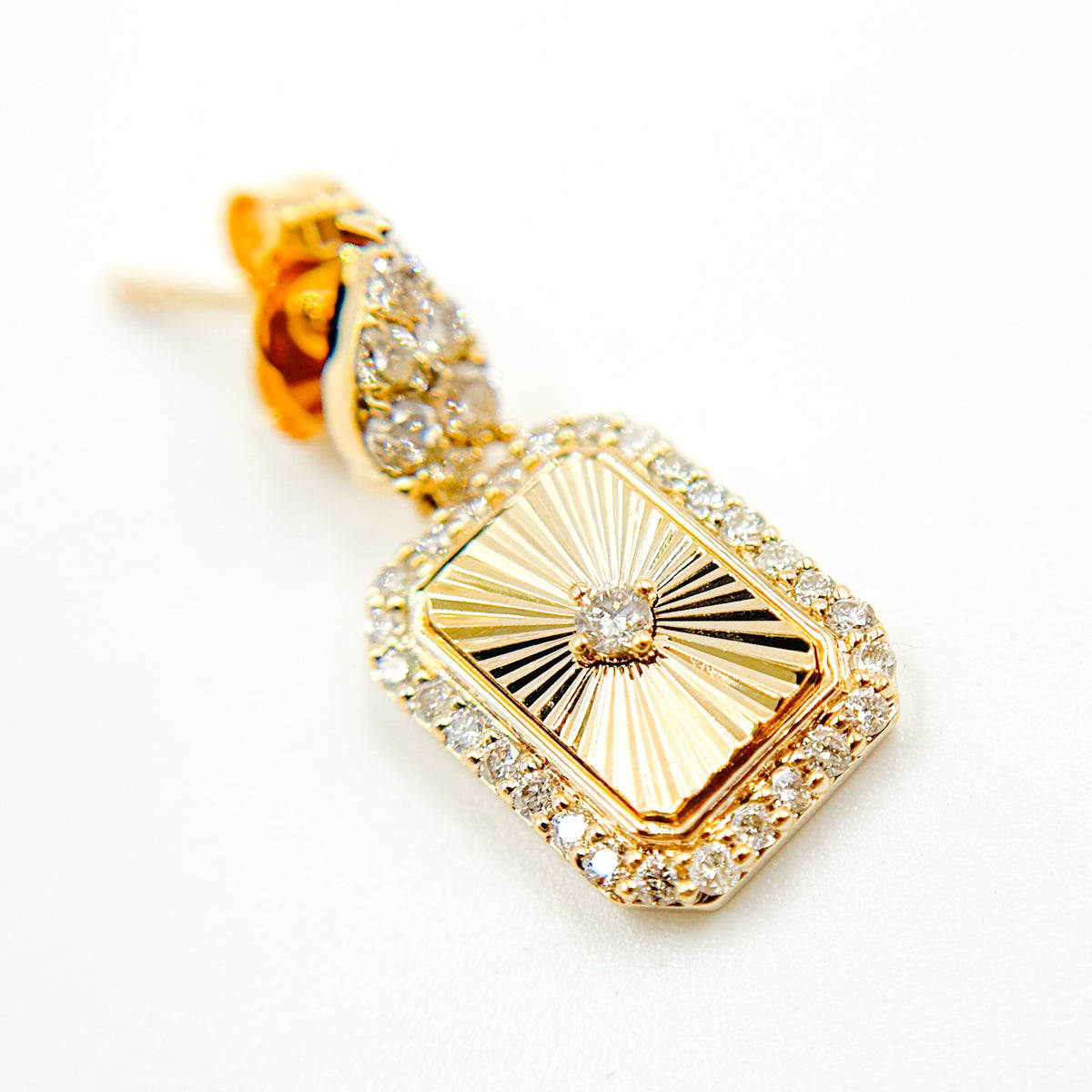 14K Solid Gold and Diamonds  Earrings